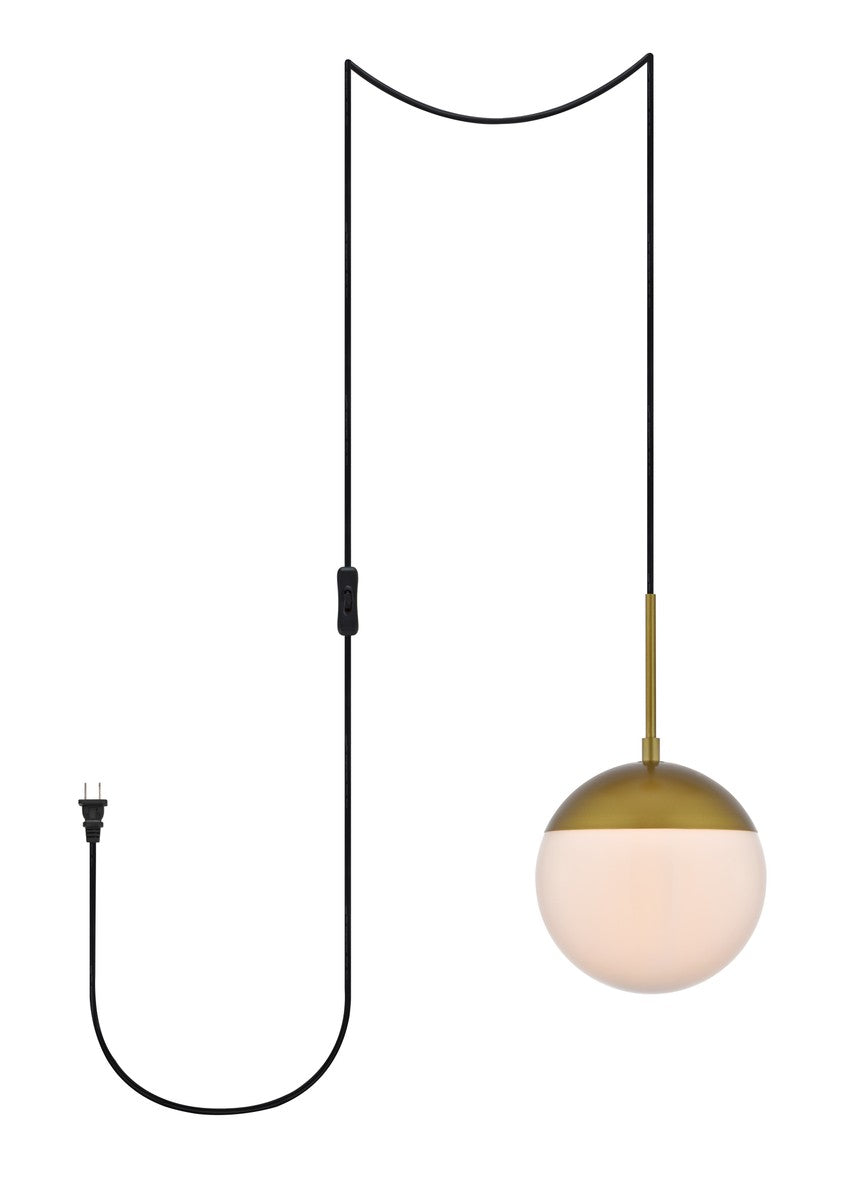 Elegant Lighting - LDPG6030BR - One Light Plug in Pendant - Eclipse - Brass and Frosted White