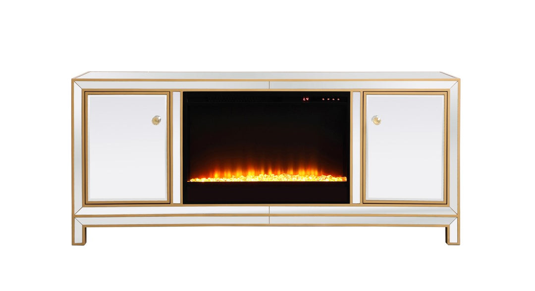 Reflexion TV Stand with Fireplace in Gold - available from The Lighting Shoppe, trusted by Canadian homeowners