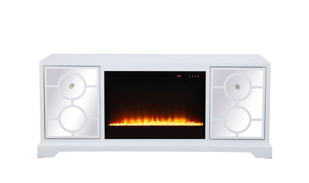 Modern TV Stand with Fireplace in White - available from The Lighting Shoppe, trusted by Canadian homeowners