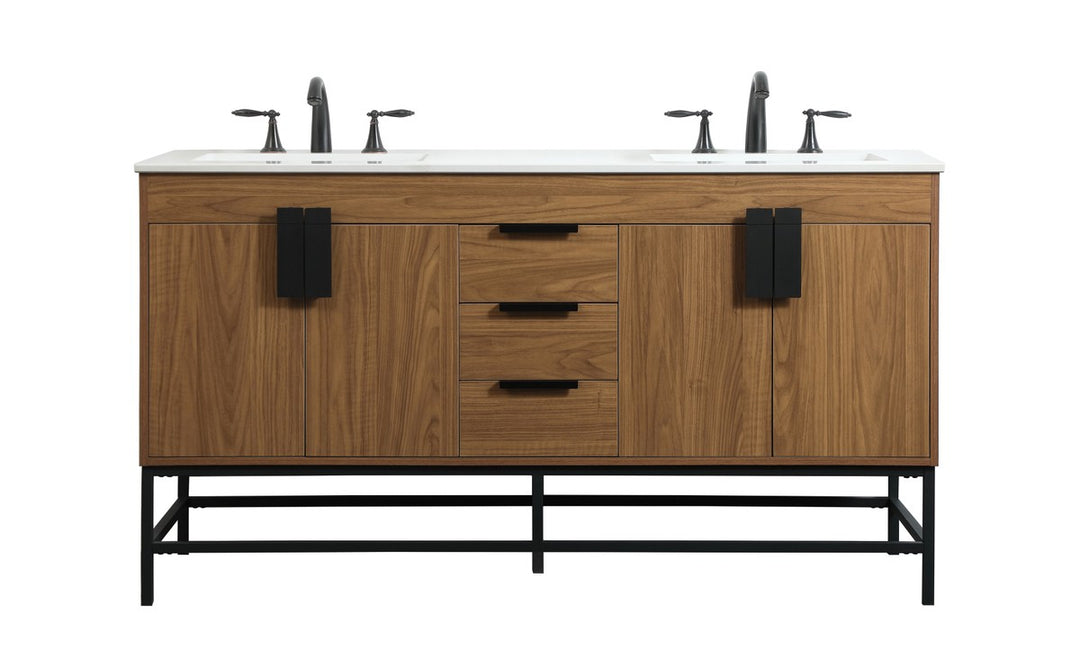 Elegant Lighting - VF48860DWB - Double Bathroom Vanity - Eugene - walnut brown