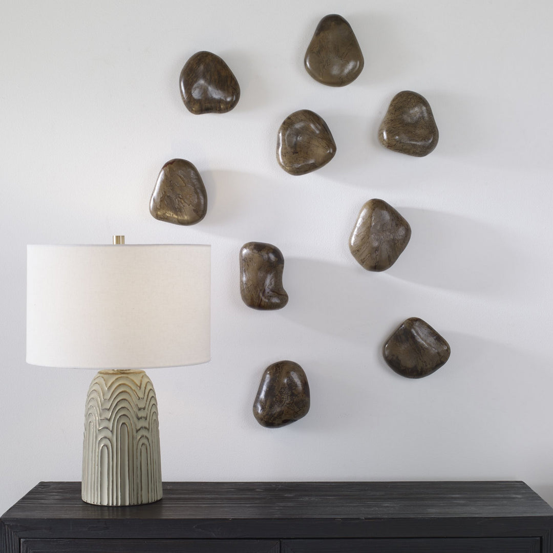 Pebbles Wall Decor, S/9 in Walnut Brown - available from The Lighting Shoppe, trusted by Canadian homeowners
