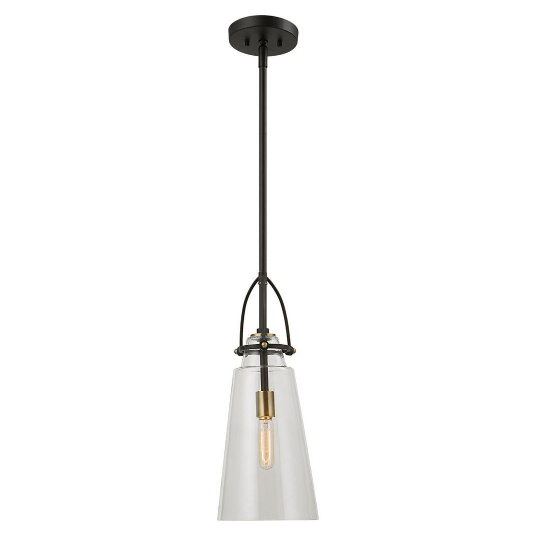 Saugus One Light Pendant in Black With Antique Brass - available from The Lighting Shoppe, trusted by Canadian homeowners