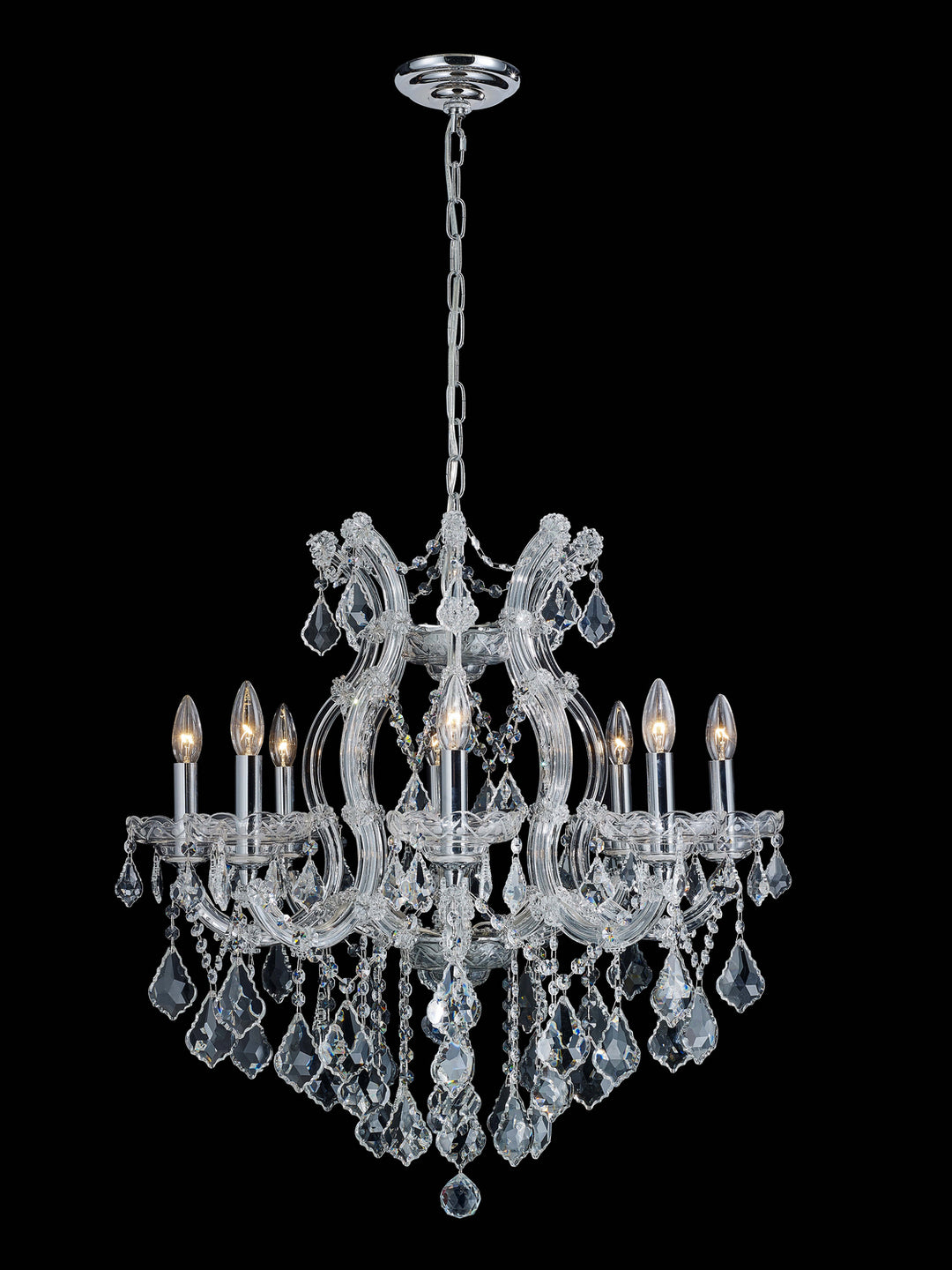Maria Teresa Classic Nine Light Chandelier in Chrome - available from The Lighting Shoppe, trusted by Canadian homeowners