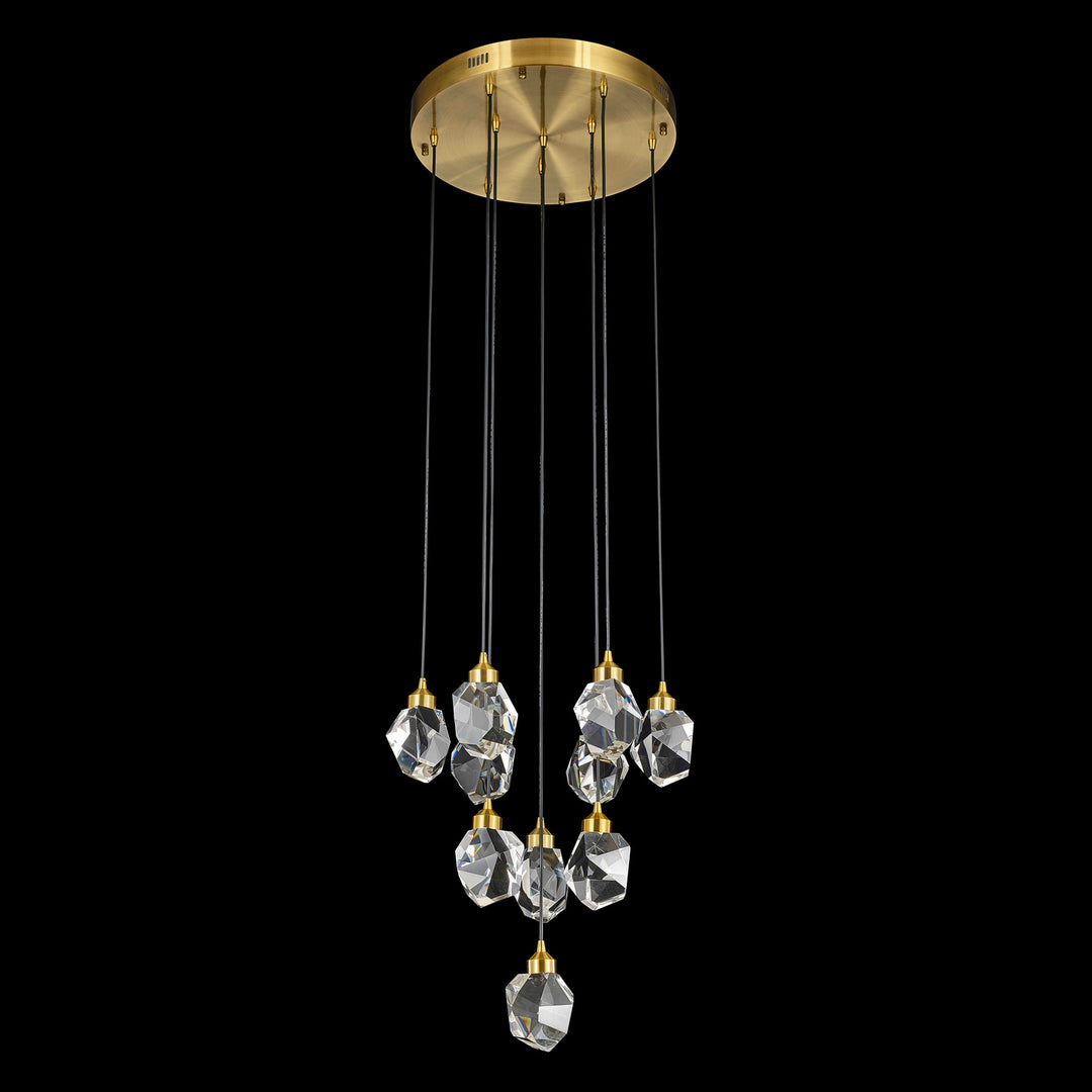 Rock Crystal LED Chandelier in Antique Brass - available from The Lighting Shoppe, trusted by Canadian homeowners
