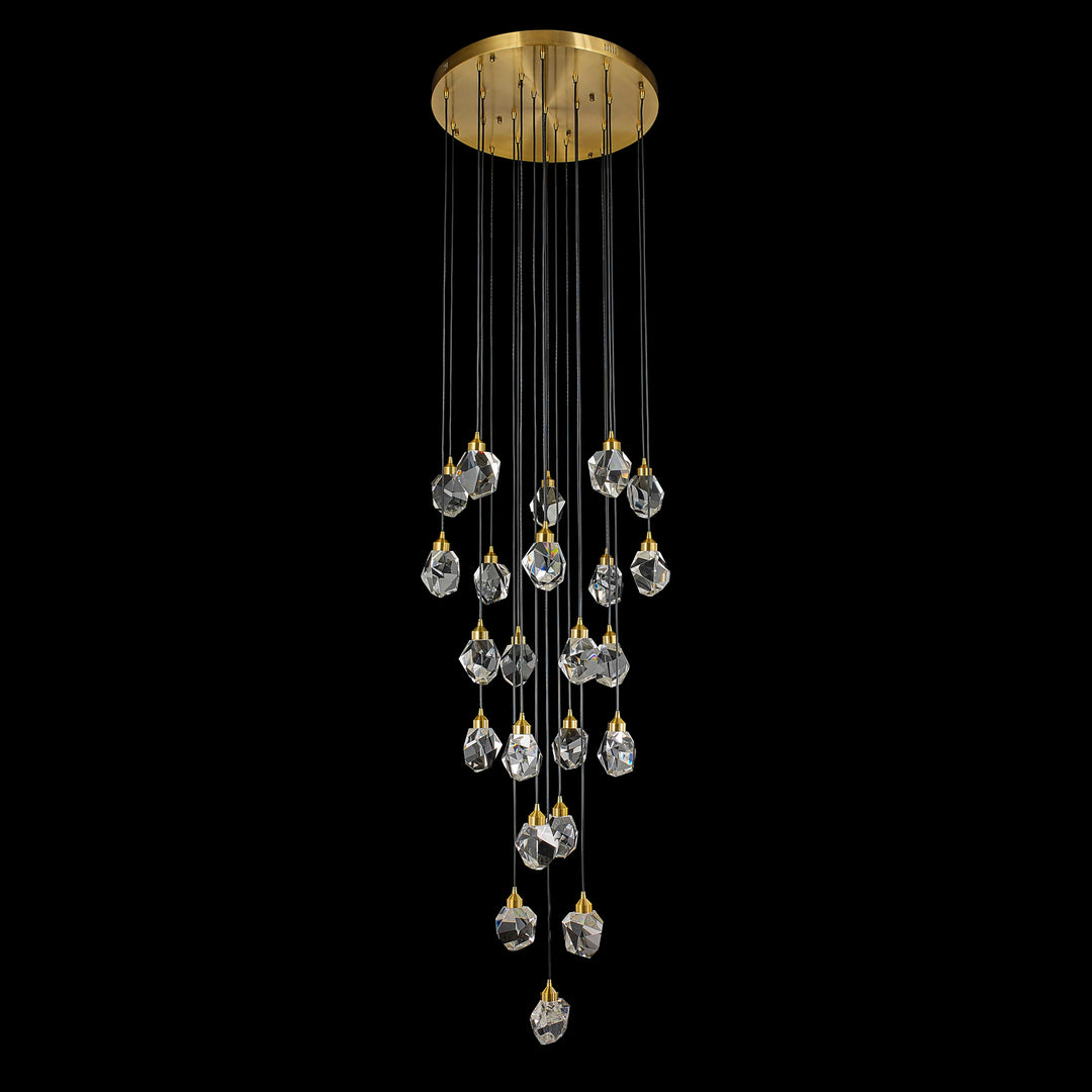 Rock Crystal LED Chandelier in Antique Brass - available from The Lighting Shoppe, trusted by Canadian homeowners