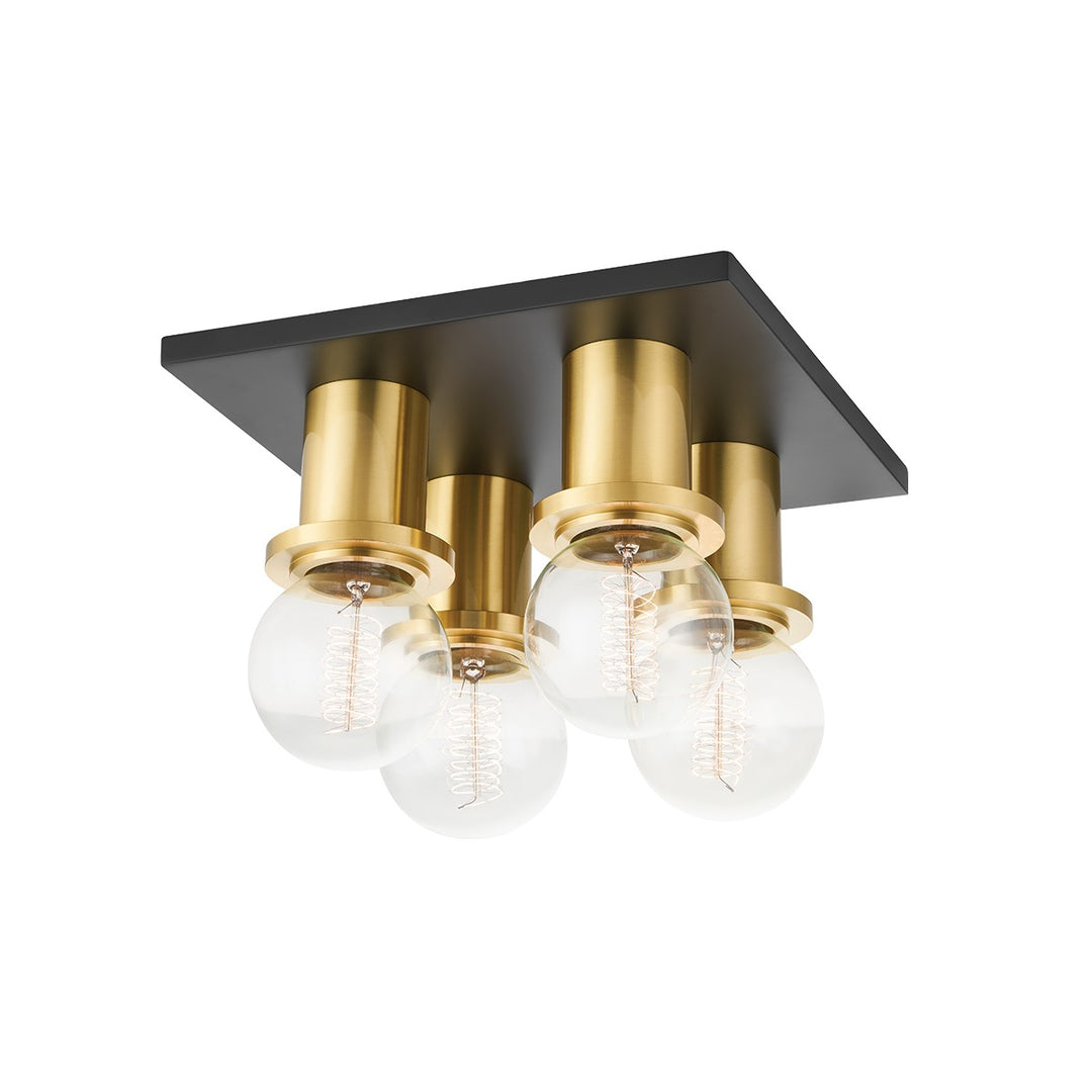 Brandi Four Light Flush Mount in Aged Brass/Soft Black - available from The Lighting Shoppe, trusted by Canadian homeowners
