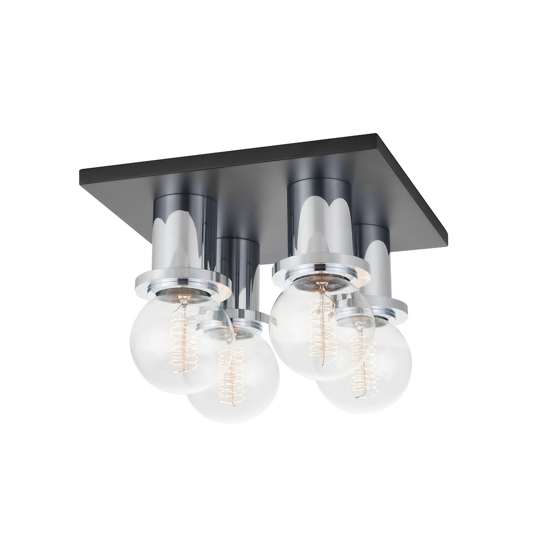 Brandi Four Light Flush Mount in Polished Chrome/Soft Black - available from The Lighting Shoppe, trusted by Canadian homeowners