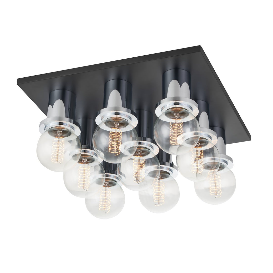Brandi Nine Light Flush Mount in Polished Chrome/Soft Black - available from The Lighting Shoppe, trusted by Canadian homeowners