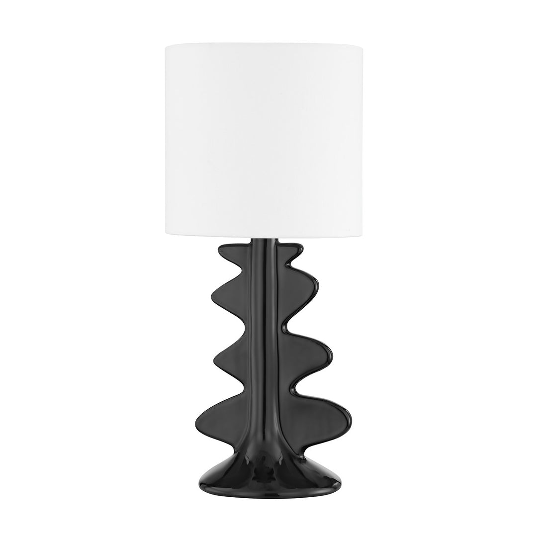 Liwa One Light Table Lamp in Aged Brass/Ceramic Gloss Black - available from The Lighting Shoppe, trusted by Canadian homeowners