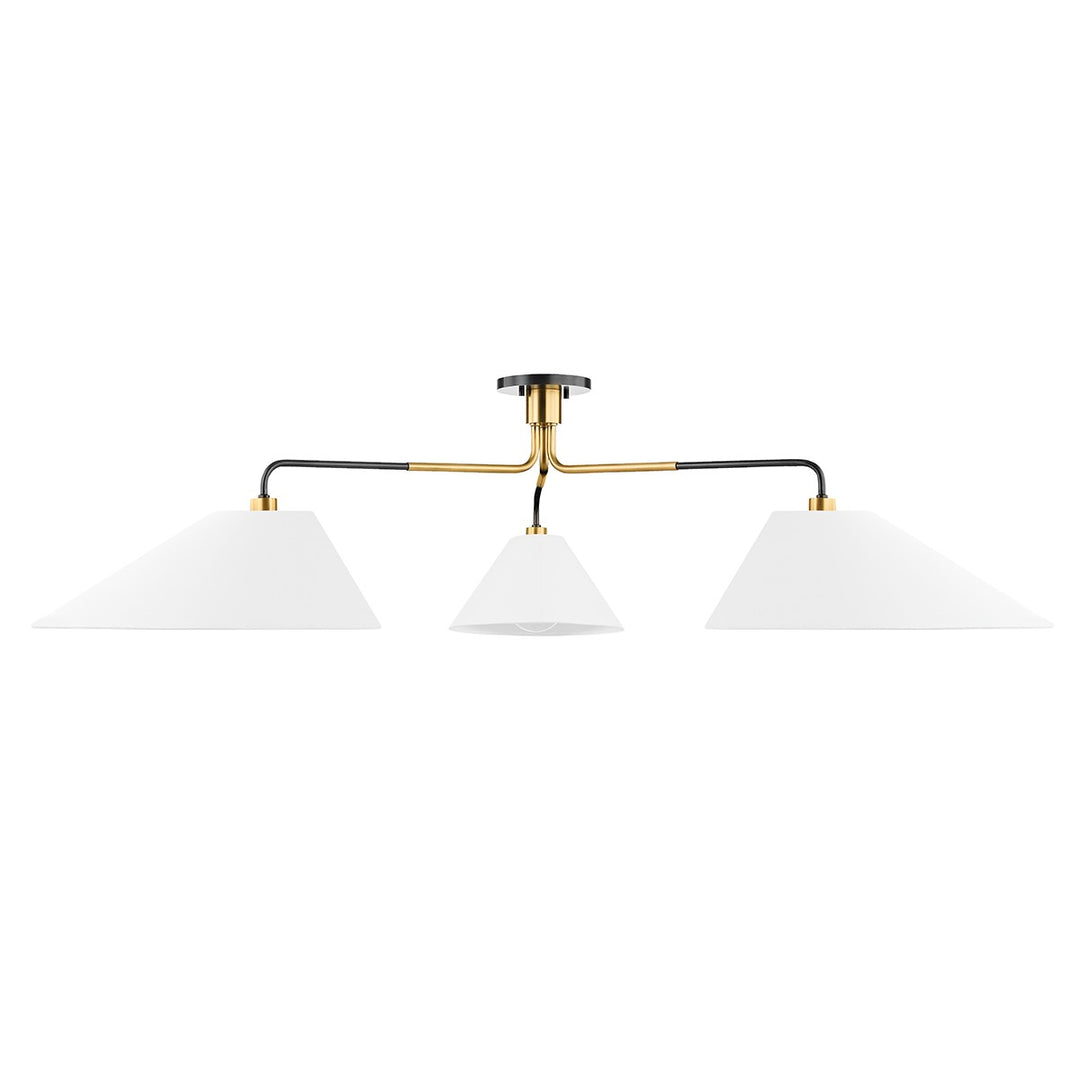Duo Three Light Semi Flush Mount in Aged Old Bronze - available from The Lighting Shoppe, trusted by Canadian homeowners