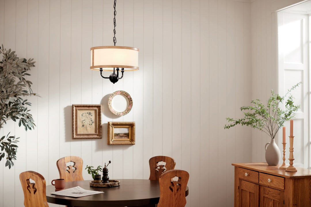 Kichler Canada - 52465AVI - Three Light Chandelier/Semi Flush - Heddle - Anvil Iron