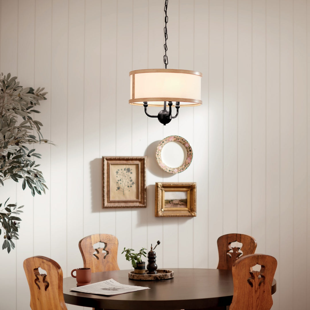 Kichler Canada - 52465AVI - Three Light Chandelier/Semi Flush - Heddle - Anvil Iron