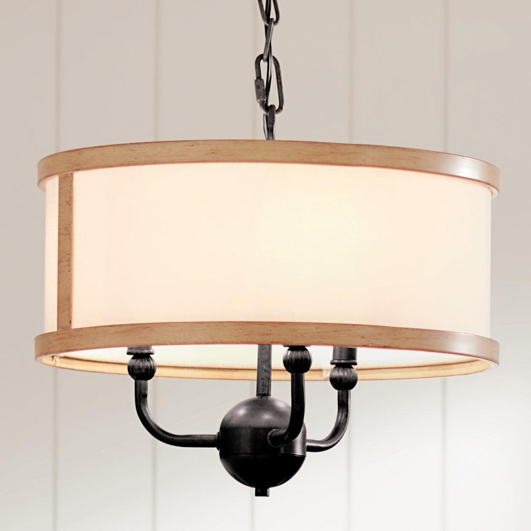 Kichler Canada - 52465AVI - Three Light Chandelier/Semi Flush - Heddle - Anvil Iron