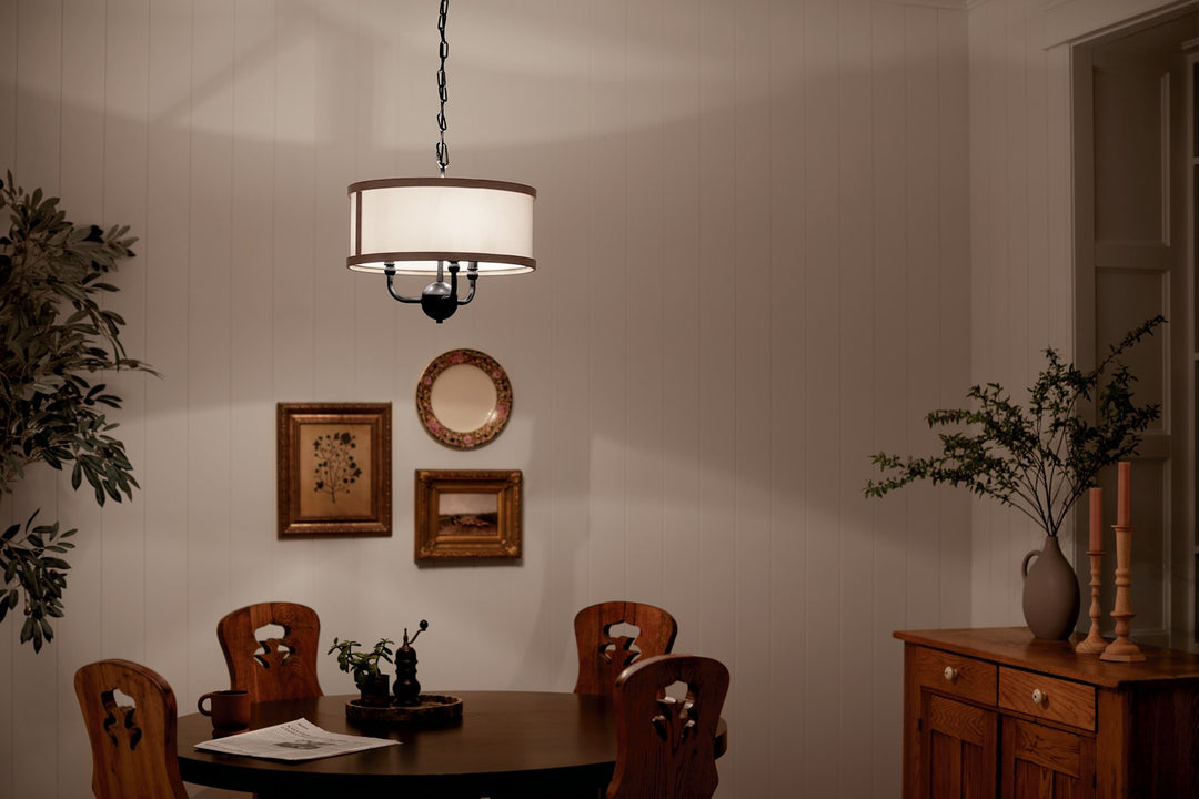 Kichler Canada - 52465AVI - Three Light Chandelier/Semi Flush - Heddle - Anvil Iron
