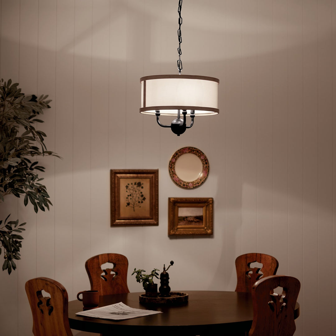 Kichler Canada - 52465AVI - Three Light Chandelier/Semi Flush - Heddle - Anvil Iron