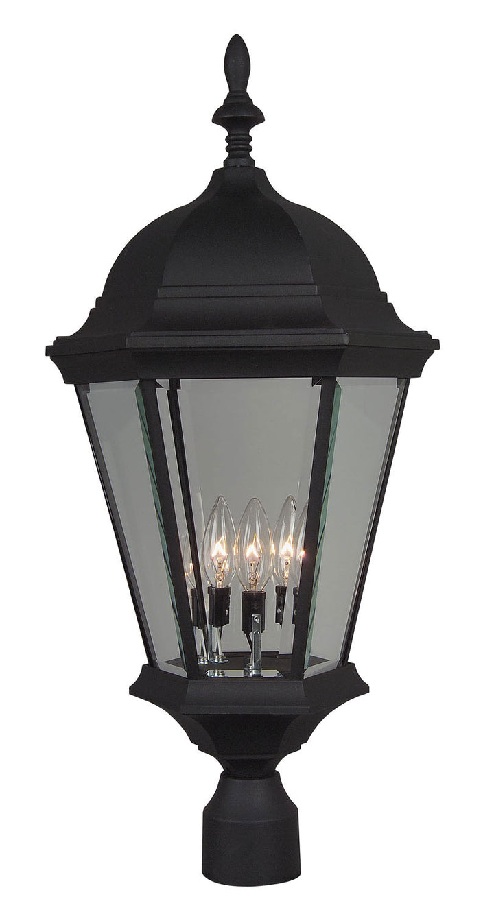 Straight Glass Cast Three Light Post Mount in Textured Black - available from The Lighting Shoppe, trusted by Canadian homeowners