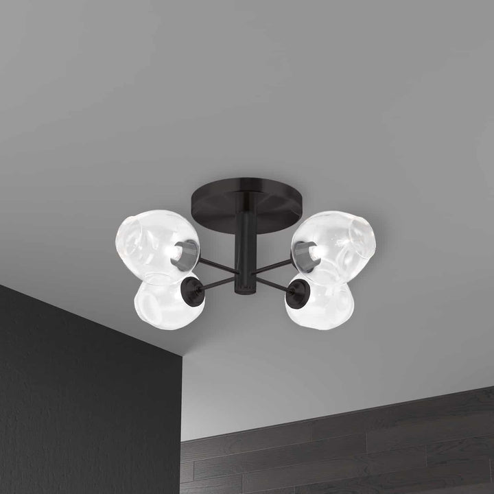 Dainolite Canada - ABI-204SF-MB-CLR - Four Light Semi Flush Mount - Abii - Black