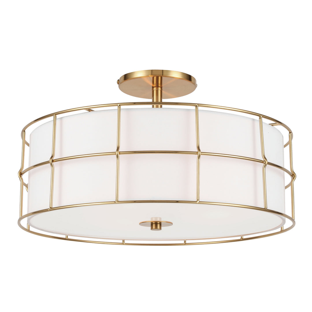 Alcala Three Light Semi-Flush Mount in Aged Brass - available from The Lighting Shoppe, trusted by Canadian homeowners