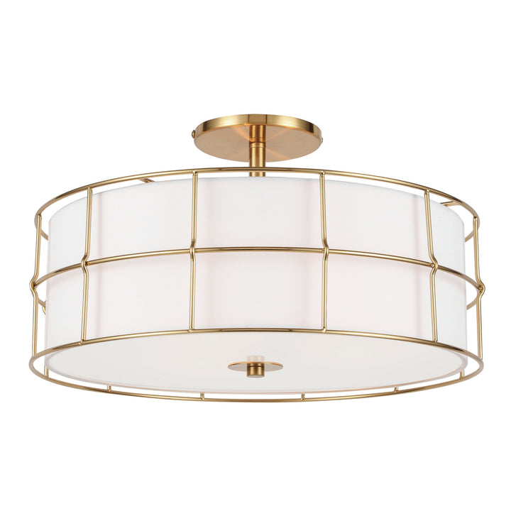 Alcala Three Light Semi-Flush Mount in Aged Brass - available from The Lighting Shoppe, trusted by Canadian homeowners
