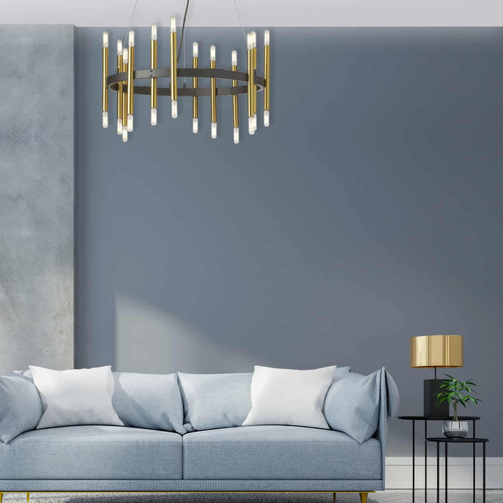 Dainolite Canada - DER-2424C-MB-AGB - 24 Light Chandelier - Derry - Black