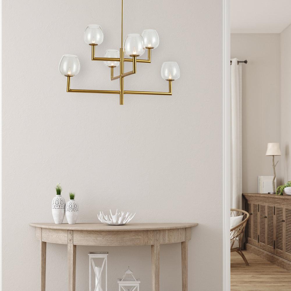 Dainolite Canada - NOR-326C-AGB-CLR - Six Light Chandelier - Nora - Aged Brass