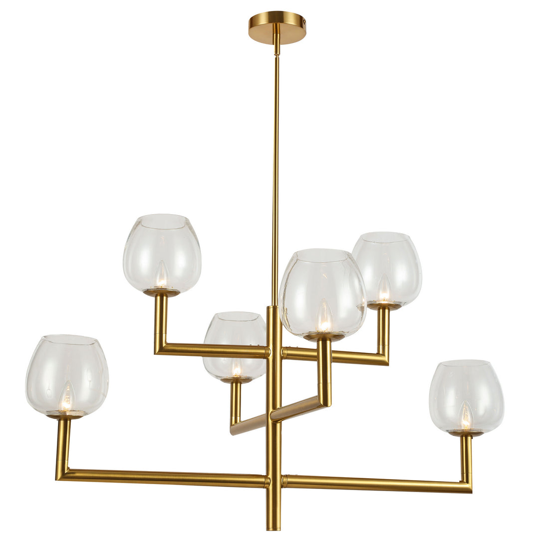 Nora Six Light Chandelier in Aged Brass - available from The Lighting Shoppe, trusted by Canadian homeowners