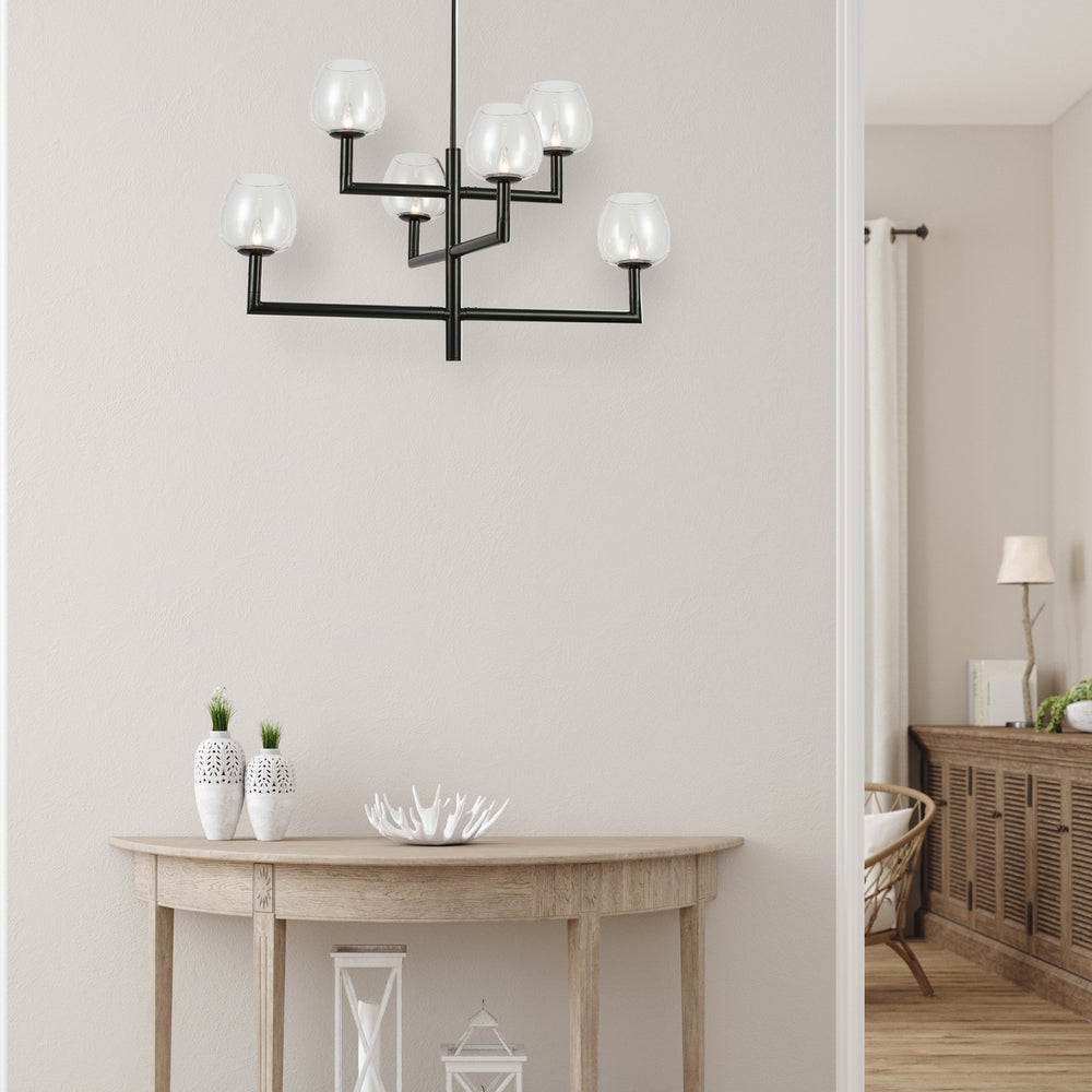 Dainolite Canada - NOR-326C-MB-CLR - Six Light Chandelier - Nora - Black
