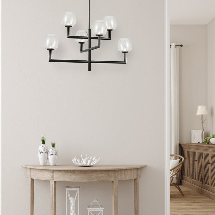 Dainolite Canada - NOR-326C-MB-CLR - Six Light Chandelier - Nora - Black