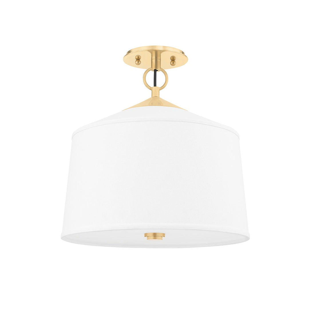 White Plains One Light Semi Flush Mount in Aged Brass - available from The Lighting Shoppe, trusted by Canadian homeowners
