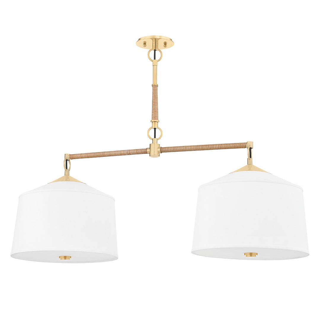Hudson Valley Canada - 5240-AGB - Two Light Island Pendant - White Plains - Aged Brass