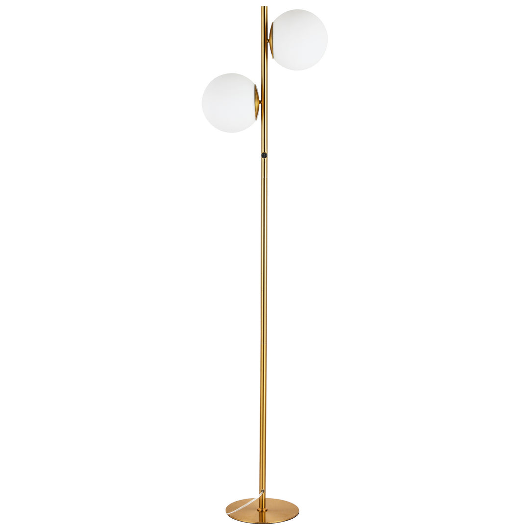 Folgar Two Light Floor Lamp in Aged Brass - available from The Lighting Shoppe, trusted by Canadian homeowners