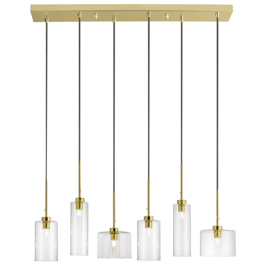 Industrial Chic Six Light Pendant in Aged Brass - available from The Lighting Shoppe, trusted by Canadian homeowners