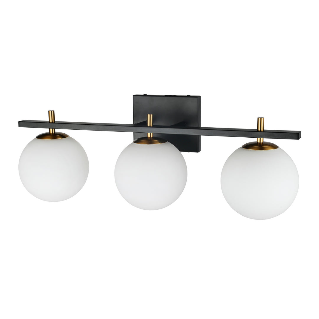 Vivaldi Three Light Vanity Fixture in Matte Black - available from The Lighting Shoppe, trusted by Canadian homeowners
