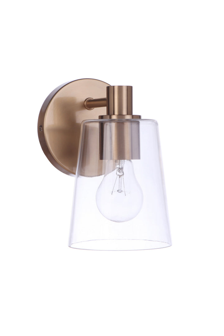 Emilio One Light Wall Sconce in Satin Brass - available from The Lighting Shoppe, trusted by Canadian homeowners