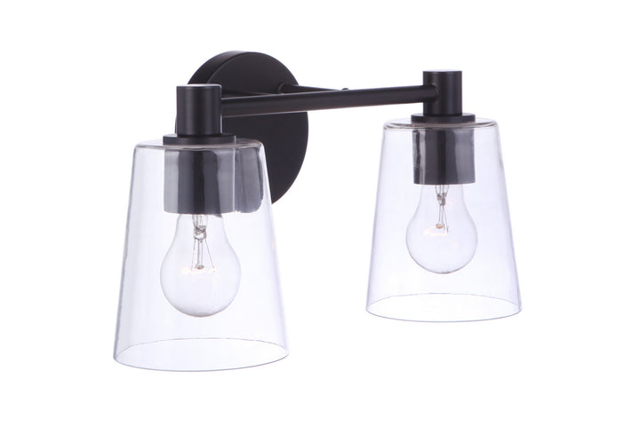 Emilio Two Light Vanity in Flat Black - available from The Lighting Shoppe, trusted by Canadian homeowners