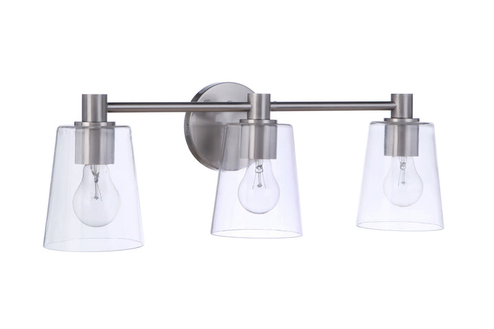 Emilio Three Light Vanity in Brushed Polished Nickel - available from The Lighting Shoppe, trusted by Canadian homeowners