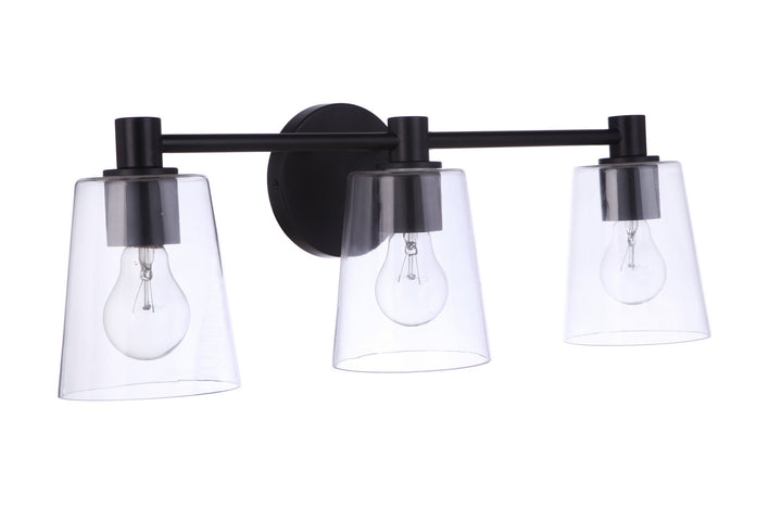 Emilio Three Light Vanity in Flat Black - available from The Lighting Shoppe, trusted by Canadian homeowners