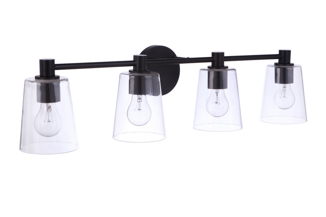 Emilio Four Light Vanity in Flat Black - available from The Lighting Shoppe, trusted by Canadian homeowners