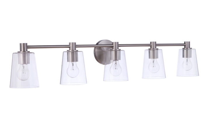 Emilio Five Light Vanity in Brushed Polished Nickel - available from The Lighting Shoppe, trusted by Canadian homeowners