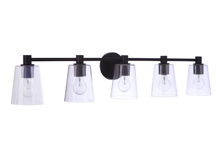 Emilio Five Light Vanity in Flat Black - available from The Lighting Shoppe, trusted by Canadian homeowners