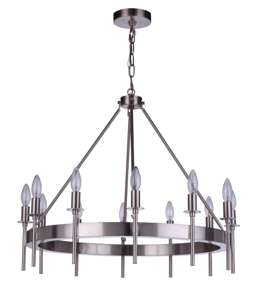 Larrson 12 Light Chandelier in Brushed Polished Nickel - available from The Lighting Shoppe, trusted by Canadian homeowners