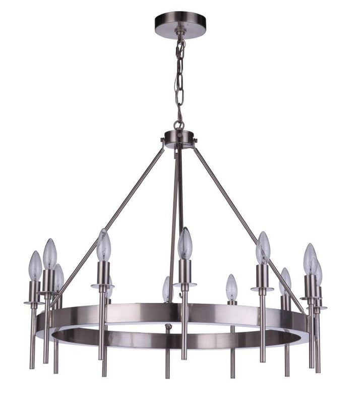 Larrson 12 Light Chandelier in Brushed Polished Nickel - available from The Lighting Shoppe, trusted by Canadian homeowners
