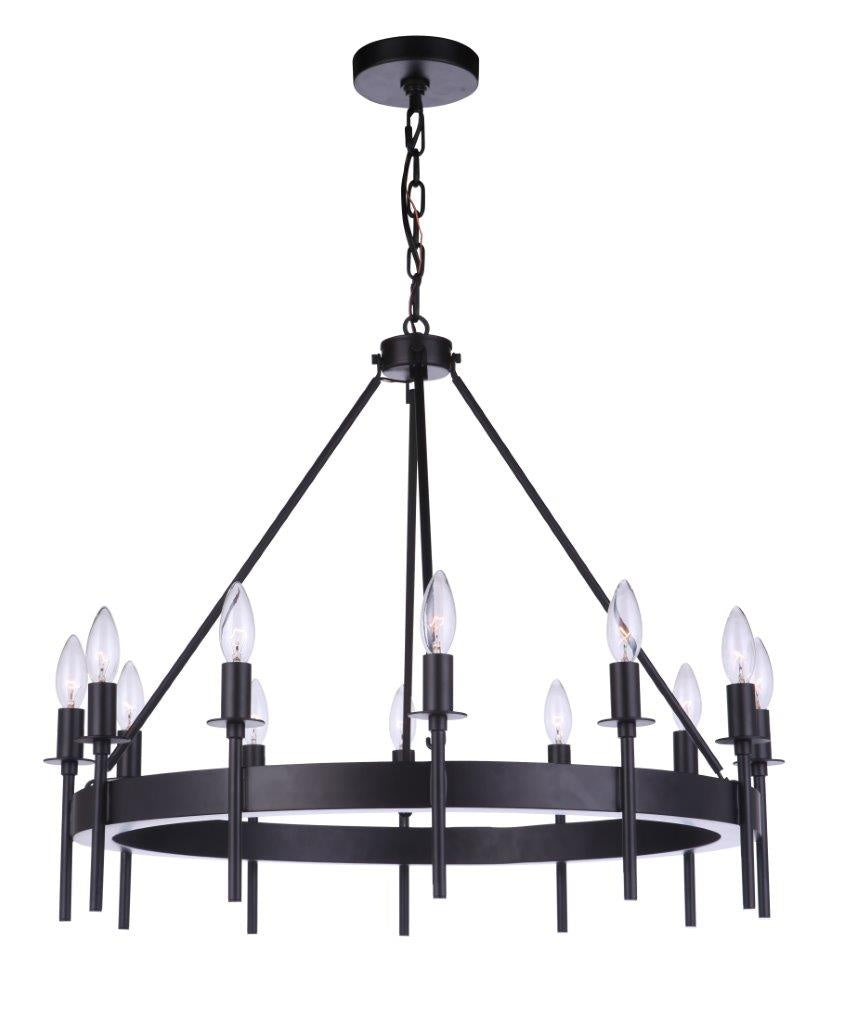 Larrson 12 Light Chandelier in Flat Black - available from The Lighting Shoppe, trusted by Canadian homeowners