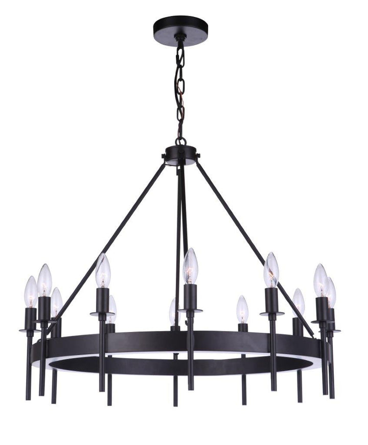 Larrson 12 Light Chandelier in Flat Black - available from The Lighting Shoppe, trusted by Canadian homeowners