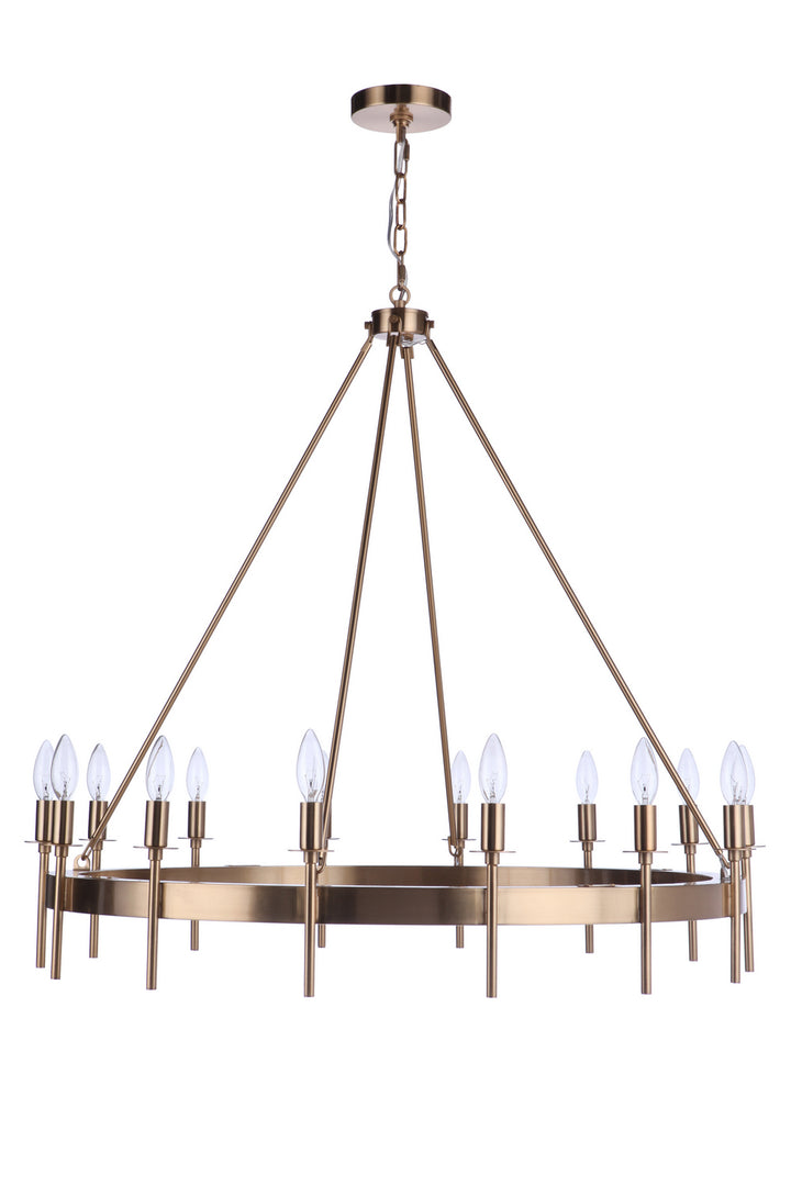 Larrson 14 Light Chandelier in Satin Brass - available from The Lighting Shoppe, trusted by Canadian homeowners