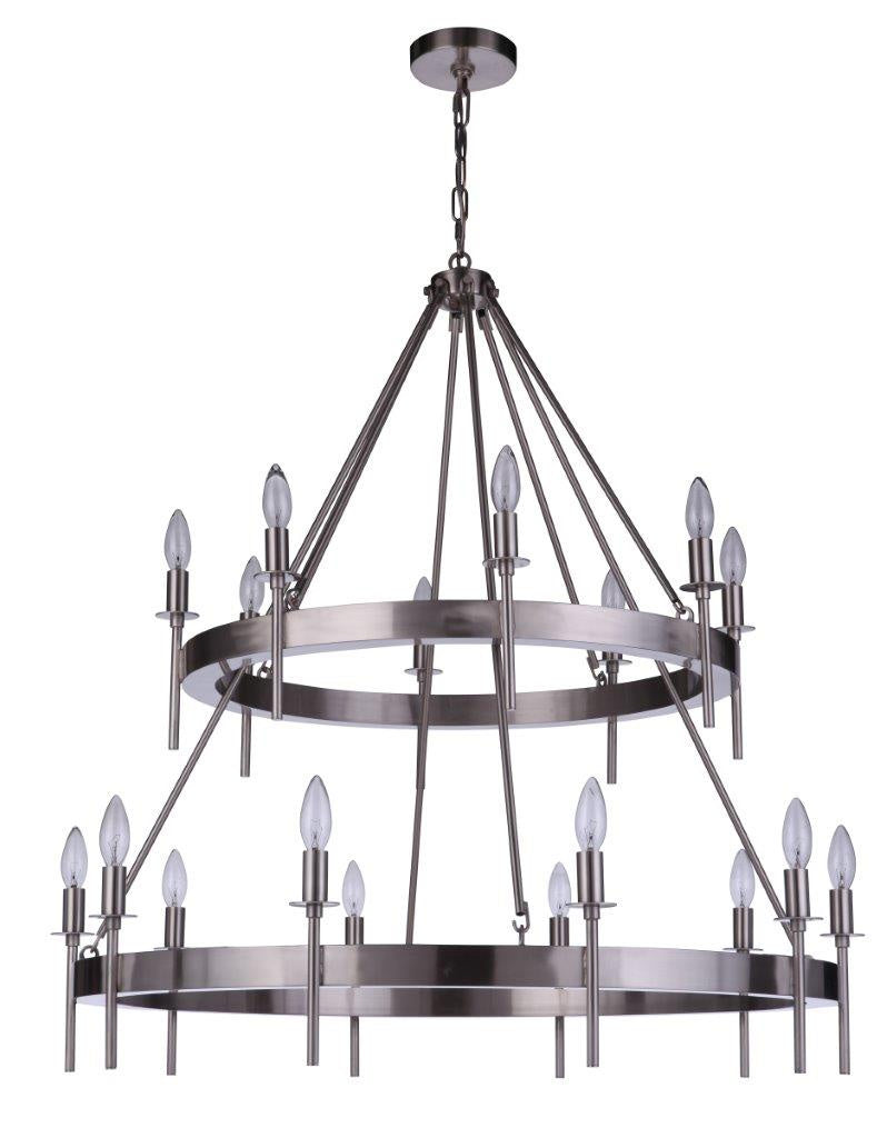 Larrson 18 Light Chandelier in Brushed Polished Nickel - available from The Lighting Shoppe, trusted by Canadian homeowners