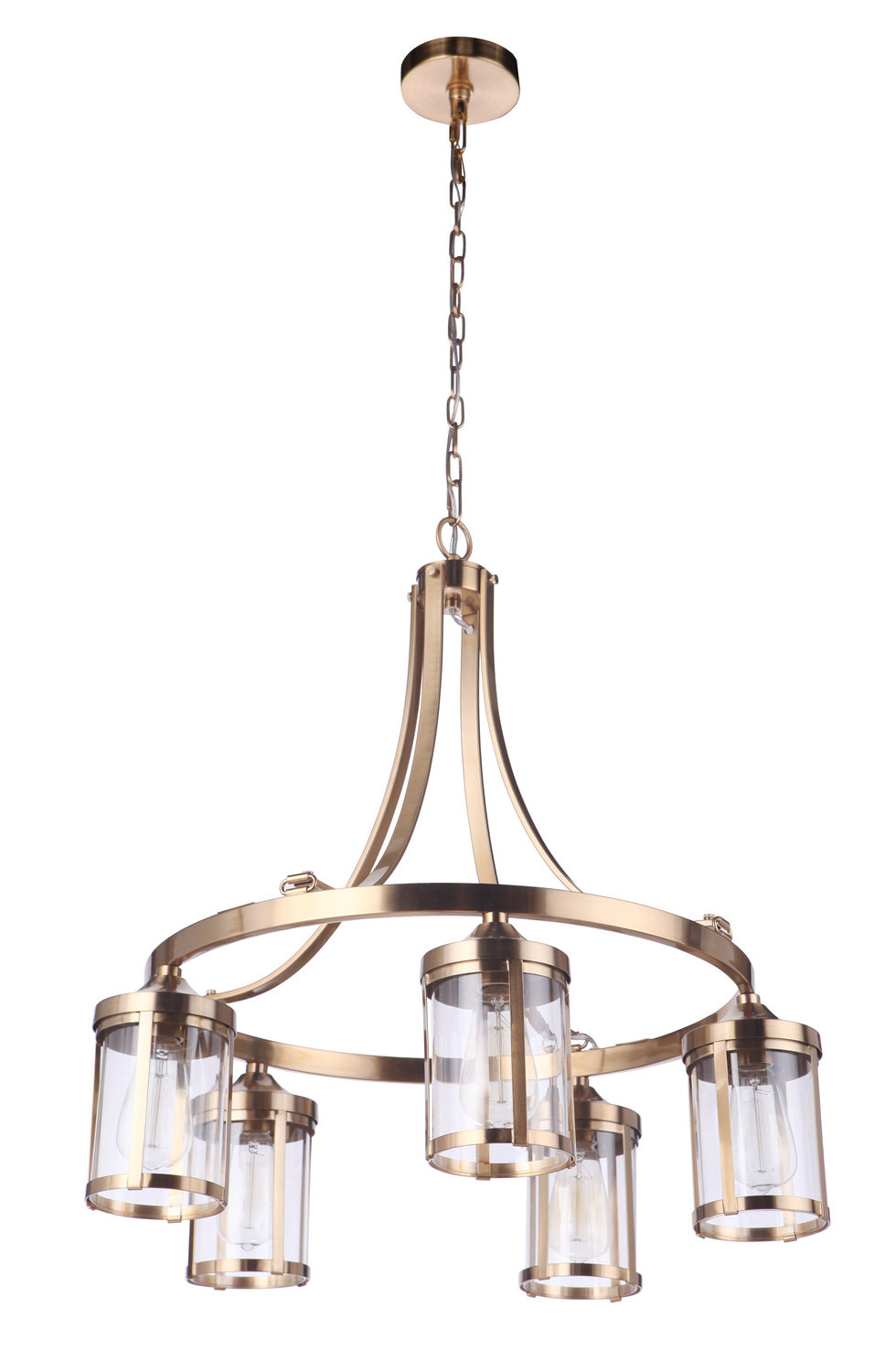 Elliot Five Light Chandelier in Satin Brass - available from The Lighting Shoppe, trusted by Canadian homeowners