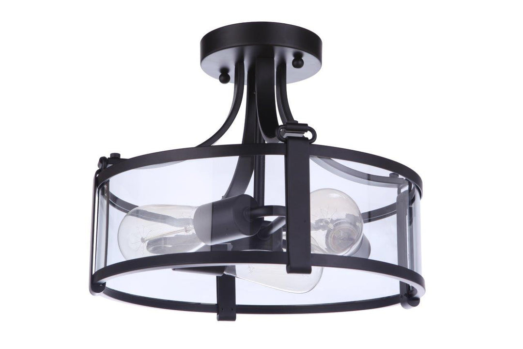 Elliot Three Light Semi Flush Mount in Flat Black - available from The Lighting Shoppe, trusted by Canadian homeowners