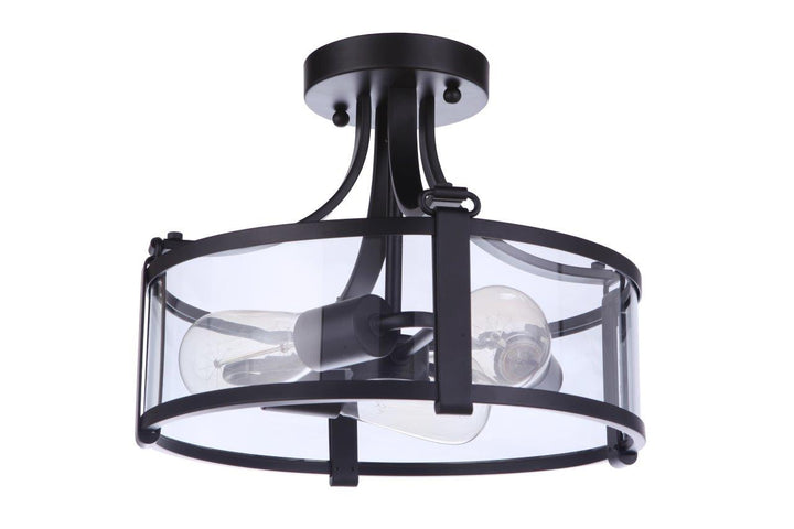 Elliot Three Light Semi Flush Mount in Flat Black - available from The Lighting Shoppe, trusted by Canadian homeowners