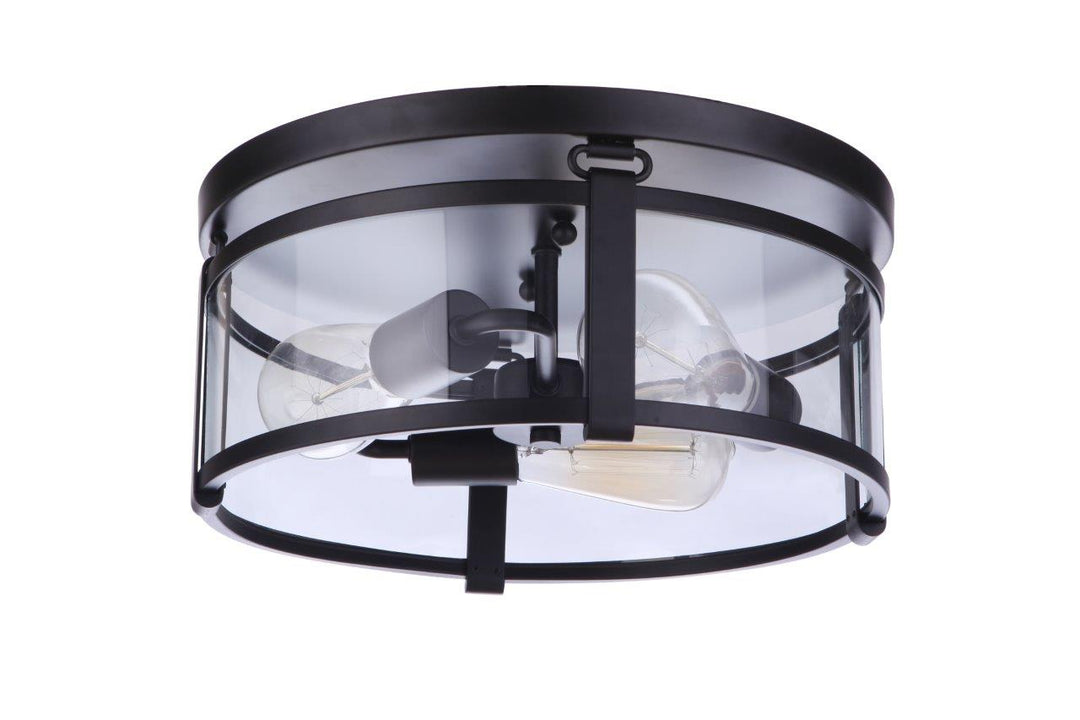 Elliot Three Light Flushmount in Flat Black - available from The Lighting Shoppe, trusted by Canadian homeowners